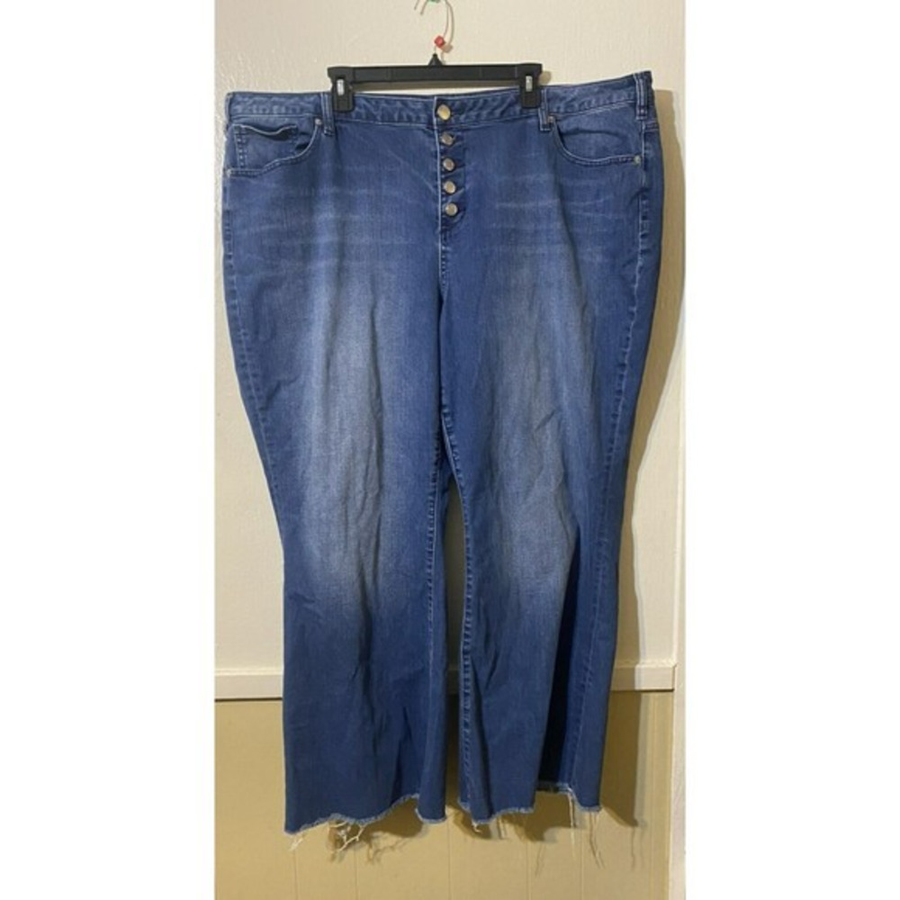 Lane Bryant Jeans Womens 28‎ PLUS Blue Flare Bell Bottom Button Fly Denim